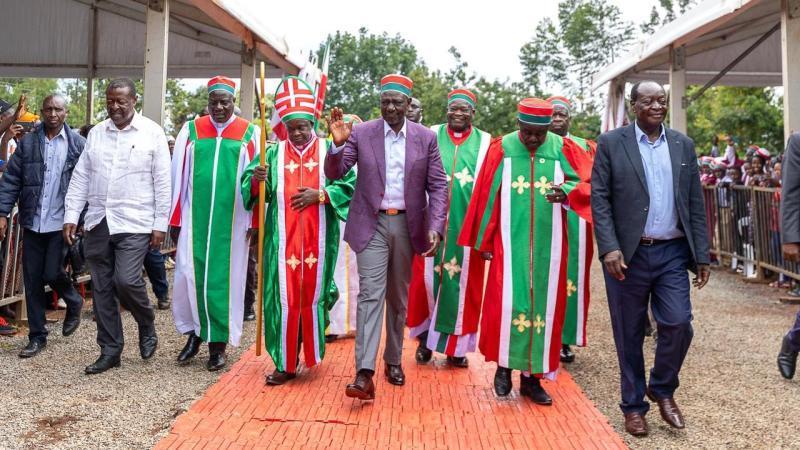 File image of President William Ruto during a service at Africa Devine Church in Vihiga County