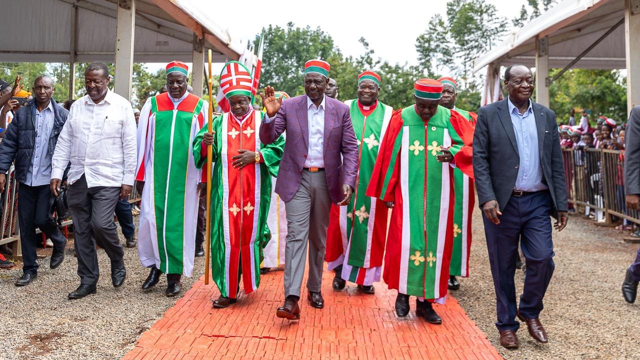 File image of President William Ruto during a service at Africa Devine Church in Vihiga County