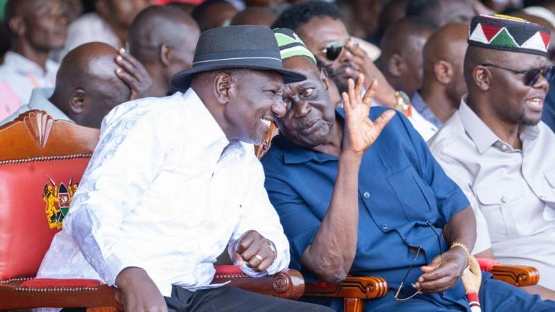 File image of President William Ruto and ODM leader Oburu Oginga