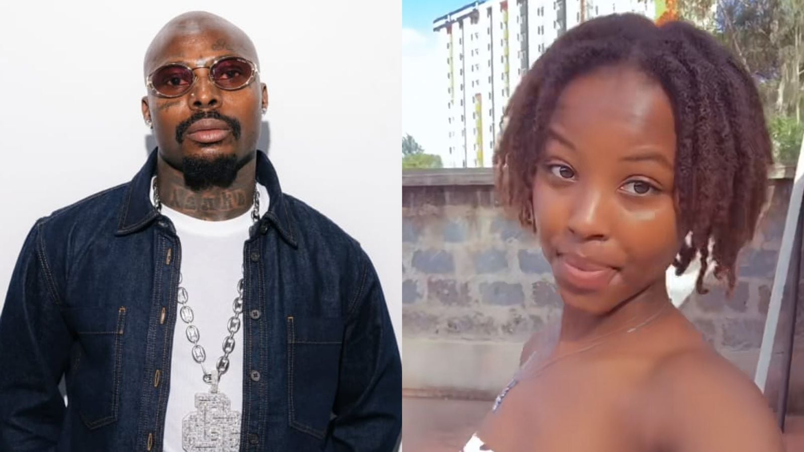 File image of Nigerian rapper Asake and the victim Karen Lojore