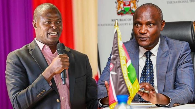 File image of Kiharu MP Ndindi Nyoro and Treasury Cabinet Secretary John Mbadi