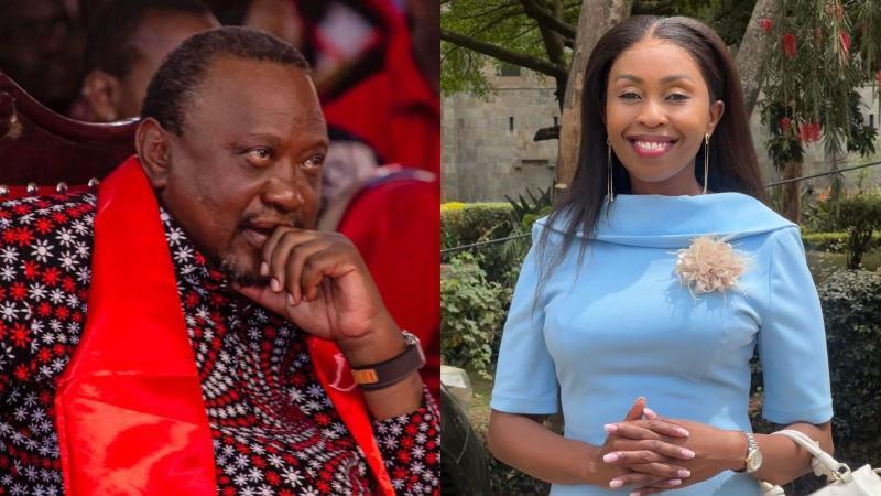 File image of former President Uhuru Kenyatta and Pauline Njoroge