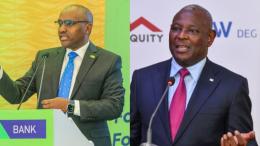 File image of KCB Bank CEO Paul Russo and Equity Bank CEO James Mwangi