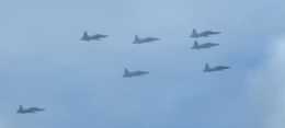 A screengrab of military jets during a celbratory display at Nyayo Stadium.