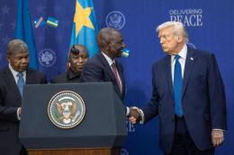 File image of President William Ruto and US President Donald Trump.