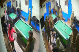 Collage photo of police officers assaulting youth in Nandi County.