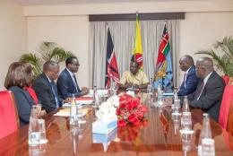 File image of President William Ruto with CS Julius Ogamba at Eldoret State Lodge.