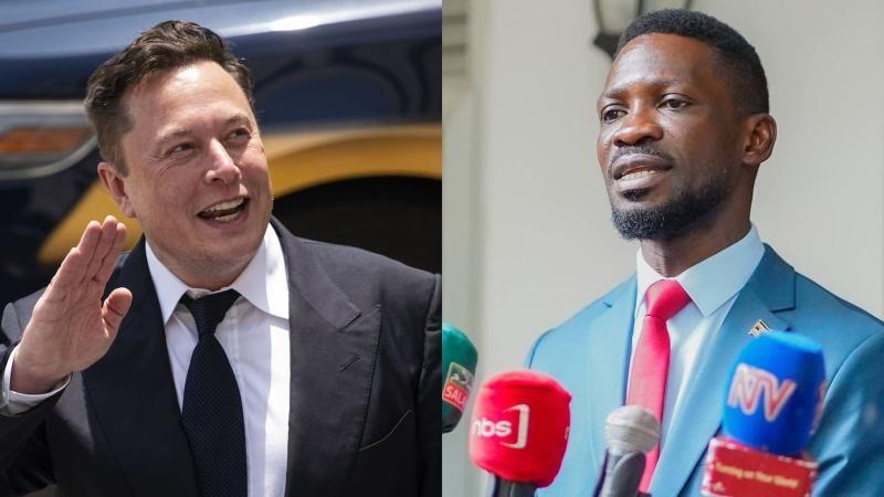 File image of Elon Musk and Bobi Wine