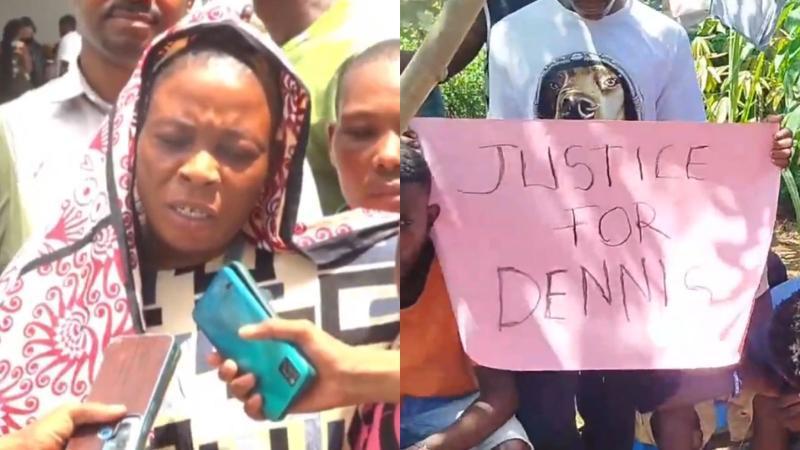 File image of Dennis Ringa’s mother Nancy Mbaga and locals protesting