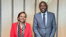 File image of SHA CEO Mercy Mwangangi and Murang'a Governor Irungu Kang'ata