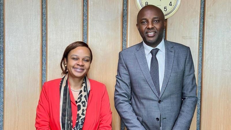 File image of SHA CEO Mercy Mwangangi and Murang'a Governor Irungu Kang'ata
