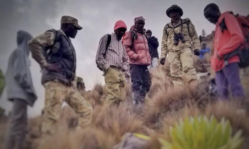 File image of KWS rangers after the discovery of the porter's body