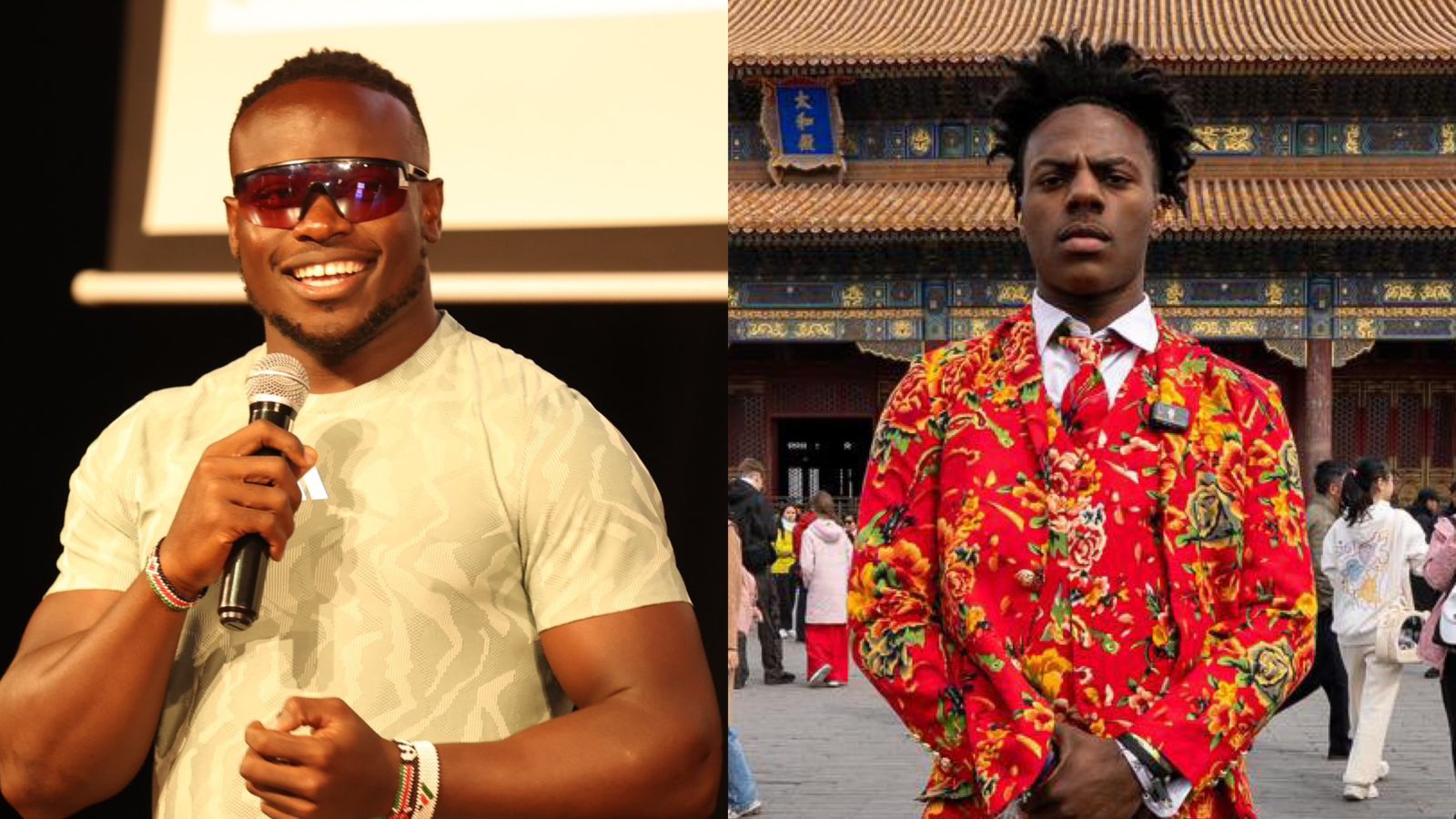 File image of Ferdinand Omanyala and IShowSpeed