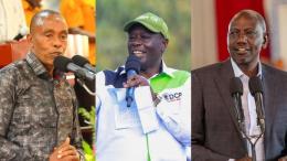 File image of Kiambu Governor Kimani Wamatangi, former Deputy President Rigathi Gachagua and President William Ruto
