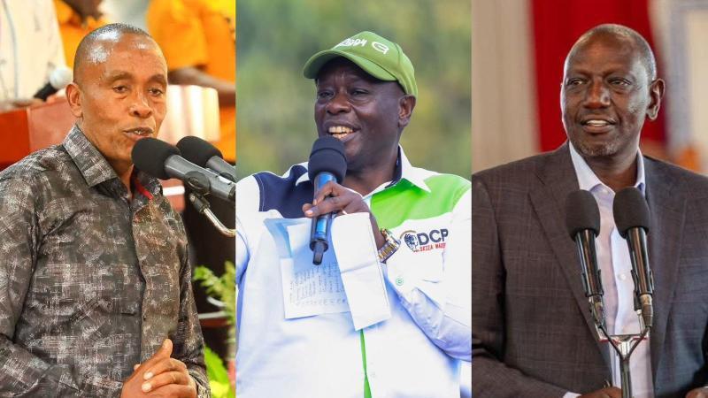 File image of Kiambu Governor Kimani Wamatangi, former Deputy President Rigathi Gachagua and President William Ruto