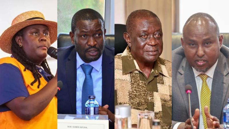 File image of EALA MP Winnie Odinga, ODM Secretary General Senator Edwin Sifuna, ODM Party Leader Oburu Oginga and Suna East MP Junet Mohamed