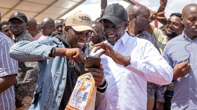File image of President William Ruto during the disbursement of NYOTA Project funds in Samburu County