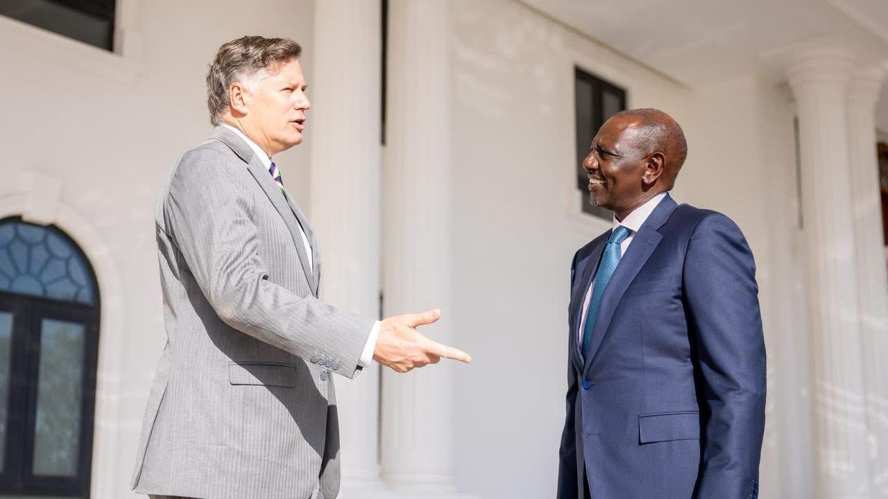 File image of US Deputy Secretary of State Christopher Landau and President William Ruto