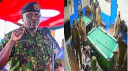 File image of Inspector General Douglas Kanja and a screengrab from the CCTV footage