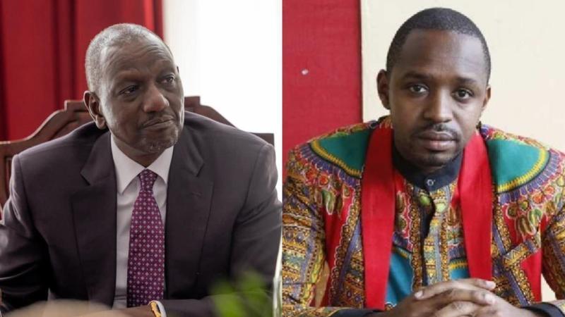 File image of President William Ruto and Boniface Mwangi