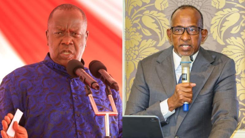File image of Fred Matiang'i and Health Cabinet Secretary Aden Duale