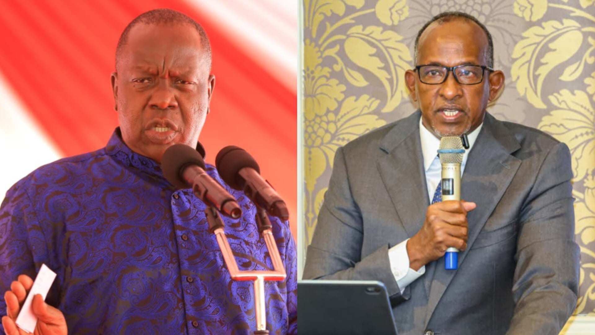 File image of Fred Matiang'i and Health Cabinet Secretary Aden Duale