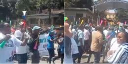 Collage of protesters outside Afya House.