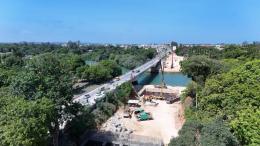 File image of ongoing construction of the Mtwapa bridge along the Mombasa-Kilifi highway.