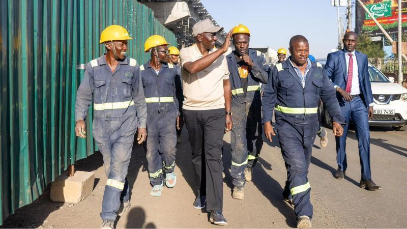 File image of President William Ruto at the Ngong Road-Naivasha Road Junction