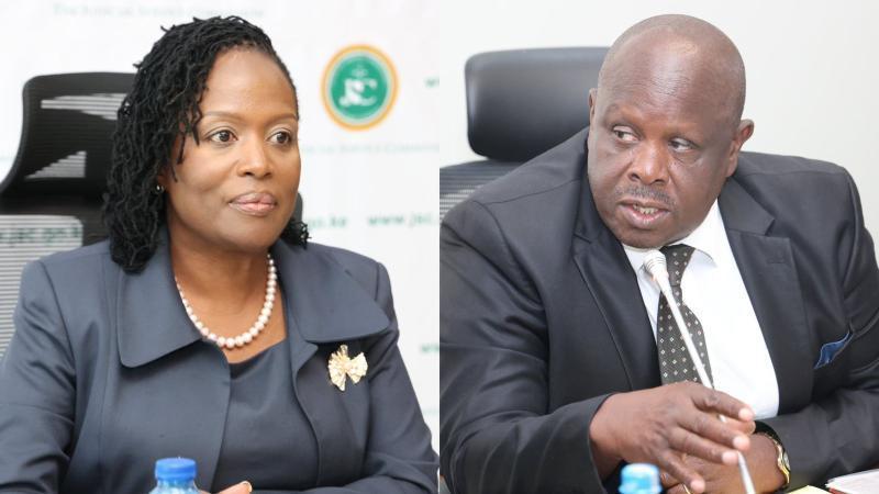 File image of Chief Registrar of the Judiciary Winfridah Mokaya and JSC Vice Chairperson Isaac Rutto