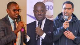 File image of Dennis Gicheru, embattled CEO Harold Ndege and FKF President Hussein Mohammed