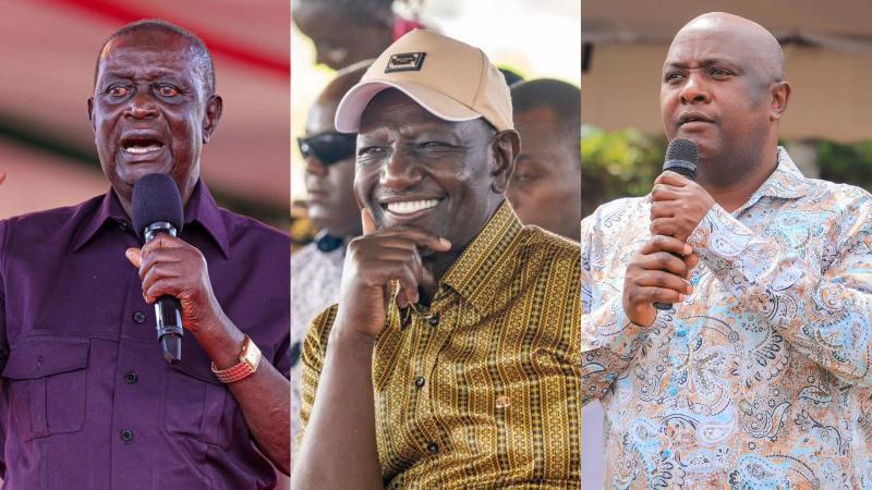 File image of ODM party leader Oburu Oginga, President William Ruto and Vihiga Senator Godfrey Osotsi