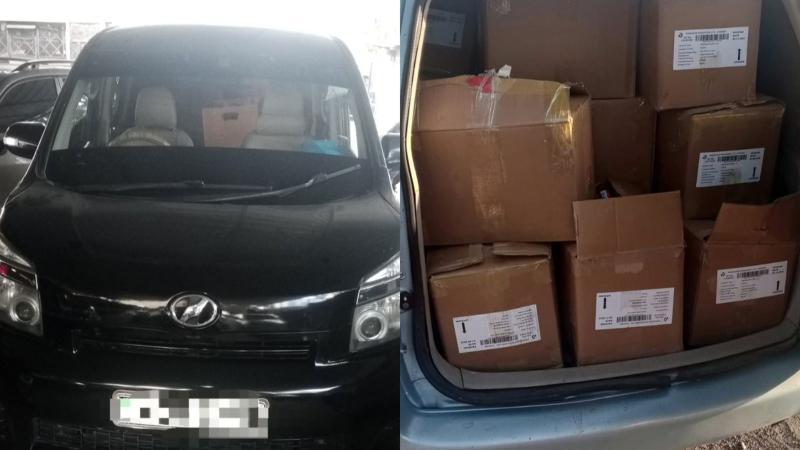 File image of a vehicle and items recovered from the suspects