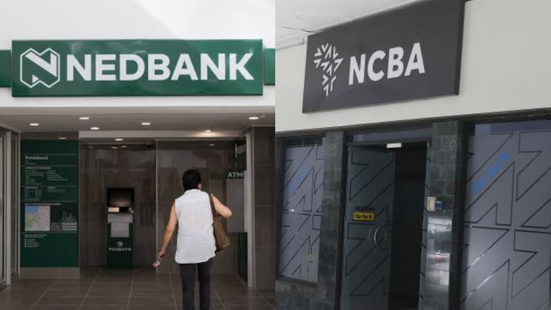 File image of Nedbank and NCBA Bank branches