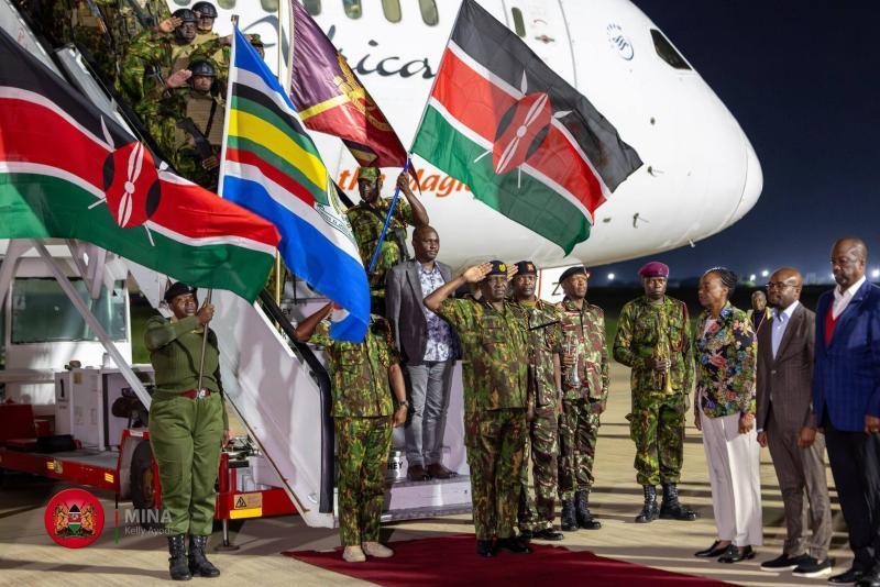 File image of Kenyan officers deployed in Haiti at JKIA.