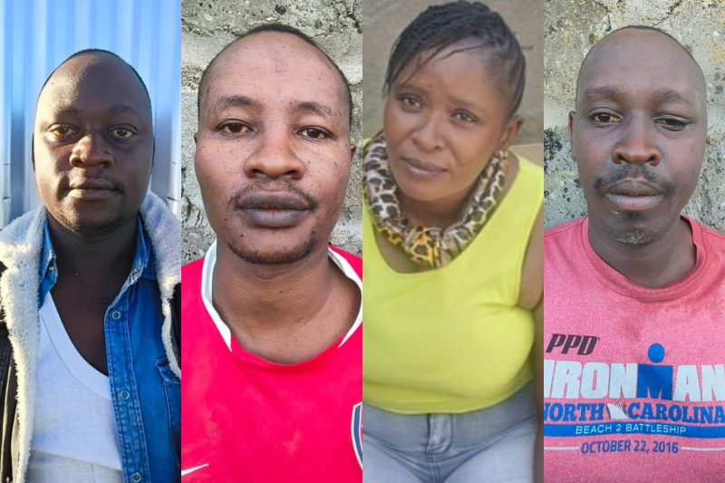 Collage photo of four suspects arrested by DCI detectives in Kitengela.
