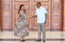 File image of President William Ruto and Millicent Omanga.