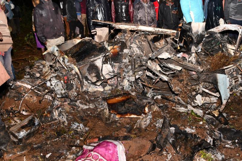 File image of a helicopter crash in  Mosop Nandi county.