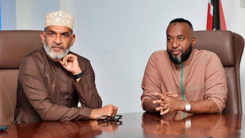 File image of Mombasa Governor Abdullswamad Sherrif Nassir and Mining Cabinet Secretary Hassan Ali Joho