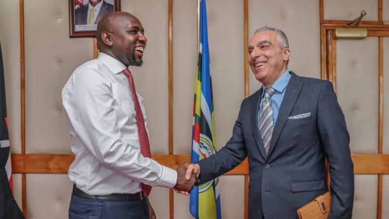 File image of Interior Cabinet Secretary Kipchumba Murkomen and Israeli Ambassador Gideon Behar