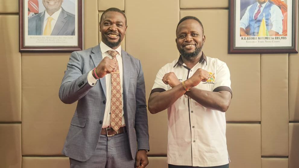 File image of KMPDU Secretary General Davji Atellah and Trans Nzoia Governor George Natembeya