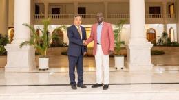File image of President William Ruto and China Communications Construction Company Chairman Song Hailiang