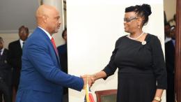 File image of newly sworn-in NLC Chairperson Abdillahi Saggaf Alawy and Chief Justice Martha Koome