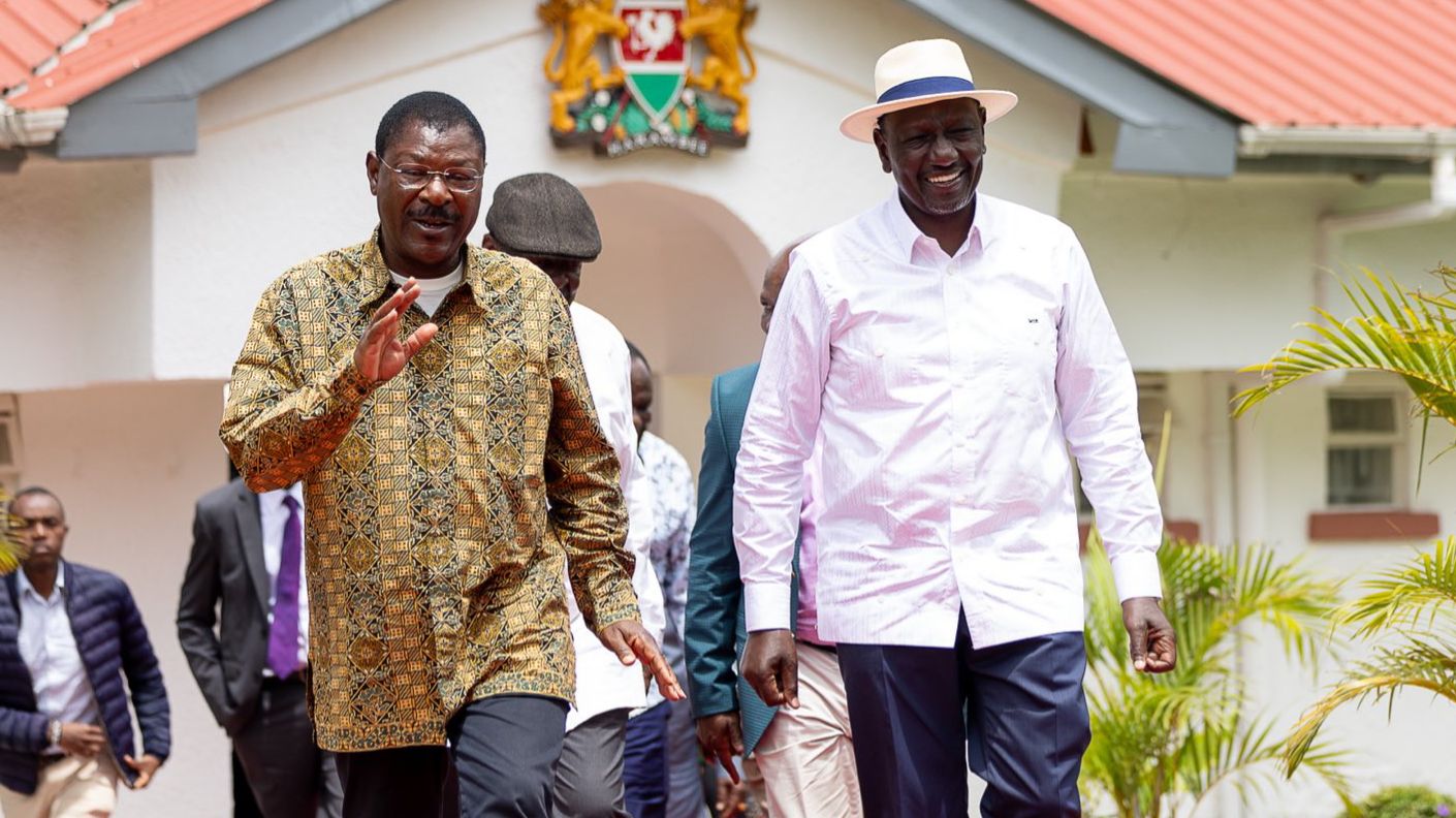 File image of FORD-Kenya party leader Moses Wetang'ula and UDA party leader William Ruto