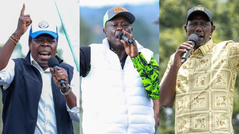 File image of DAP-K leader Eugene Wamalwa, former Deputy President Rigathi Gachagua and President William Ruto