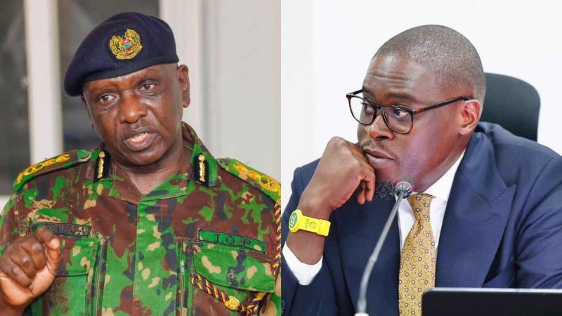 File image of the Inspector General of Police Douglas Kanja and Nairobi Governor Johnson Sakaja