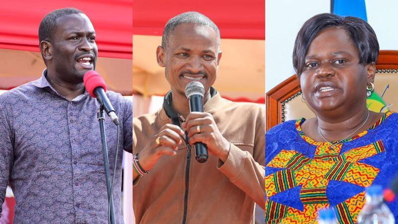 File image of Nairobi Senator Edwin Sifuna, Embakasi East MP Babu Owino and Homa Bay Governor Gladys Wanga
