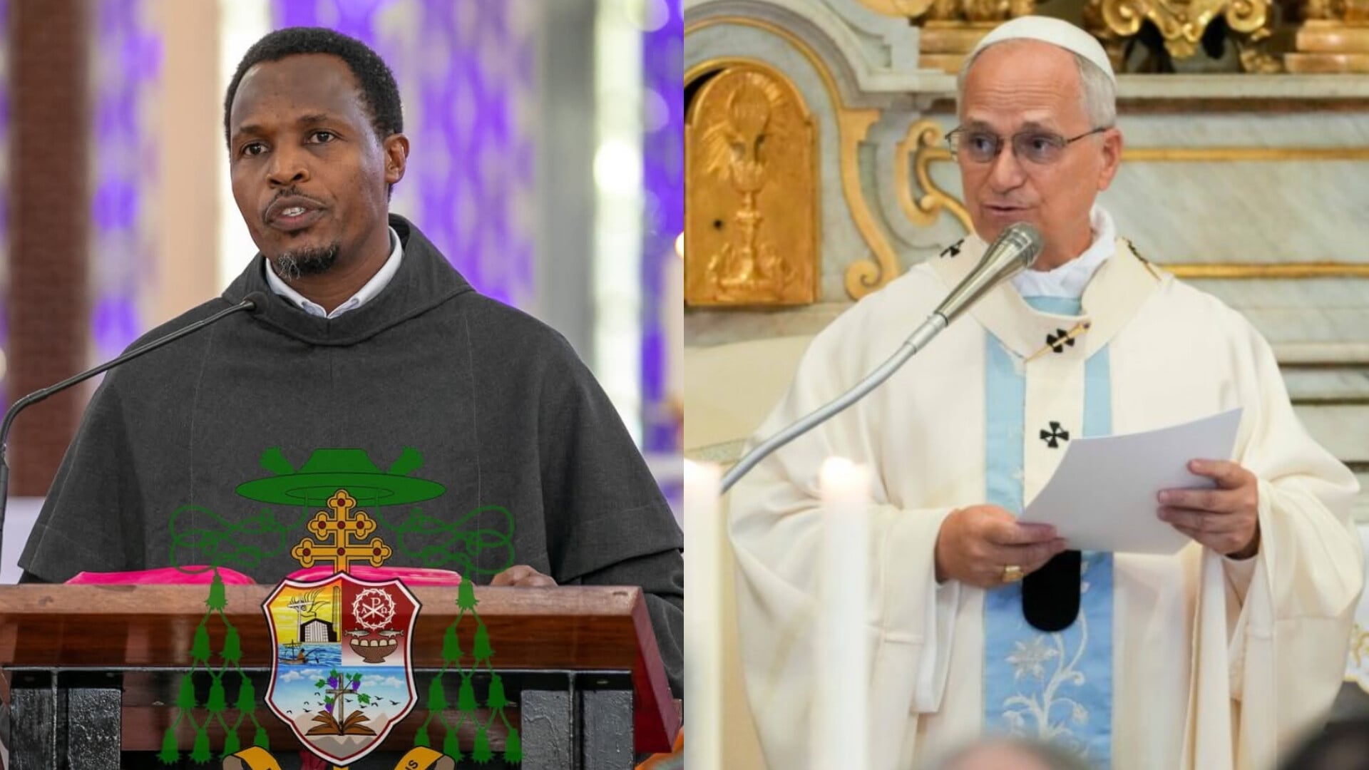 File image of Rev. Fr. Obed Muriungi Karobia and Pope Leo XIV