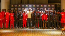 File image of FKF President Hussein Mohammed and the Harambee Starlets
