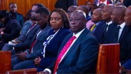 File image of Rigathi Gachagua and his family at the Milimani Law Courts
